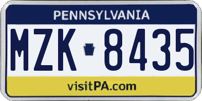 PA license plate MZK8435