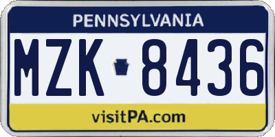 PA license plate MZK8436