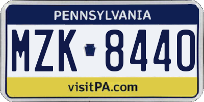 PA license plate MZK8440
