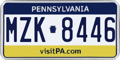 PA license plate MZK8446