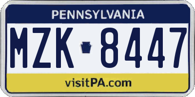 PA license plate MZK8447