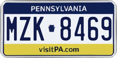 PA license plate MZK8469
