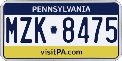 PA license plate MZK8475