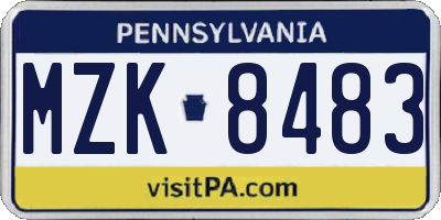 PA license plate MZK8483