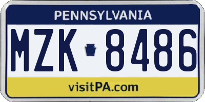 PA license plate MZK8486