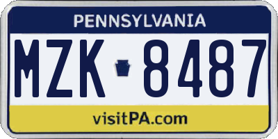 PA license plate MZK8487