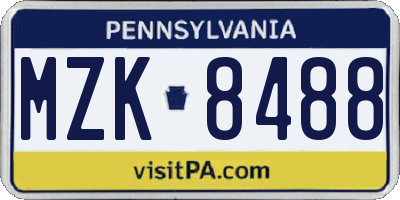 PA license plate MZK8488