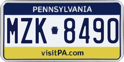 PA license plate MZK8490