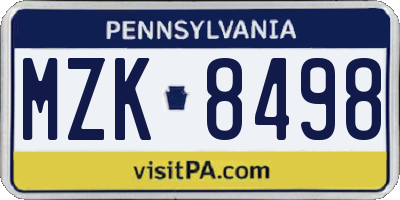 PA license plate MZK8498