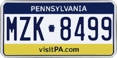 PA license plate MZK8499