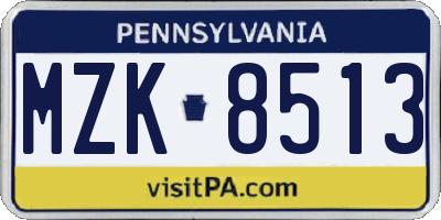 PA license plate MZK8513
