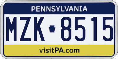 PA license plate MZK8515
