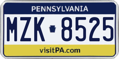 PA license plate MZK8525