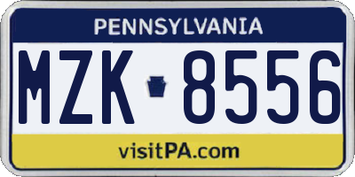 PA license plate MZK8556