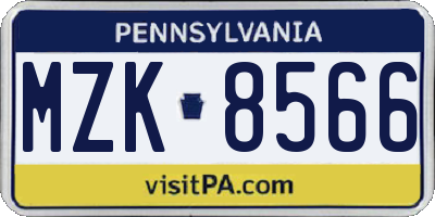 PA license plate MZK8566