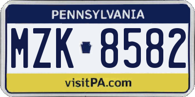 PA license plate MZK8582