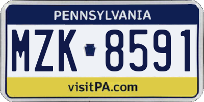 PA license plate MZK8591