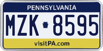 PA license plate MZK8595