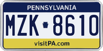PA license plate MZK8610