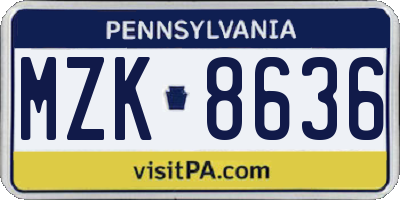 PA license plate MZK8636