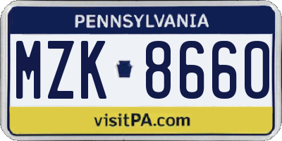 PA license plate MZK8660