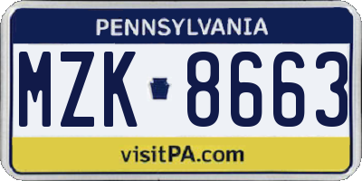 PA license plate MZK8663
