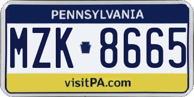 PA license plate MZK8665