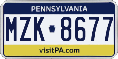 PA license plate MZK8677