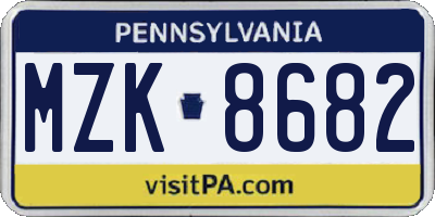 PA license plate MZK8682