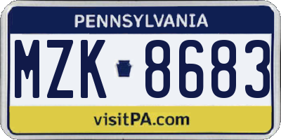 PA license plate MZK8683