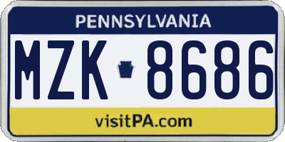 PA license plate MZK8686
