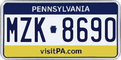 PA license plate MZK8690
