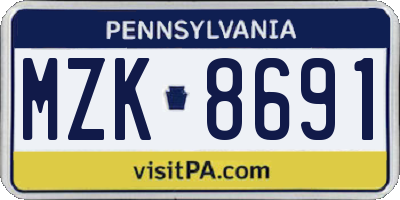 PA license plate MZK8691