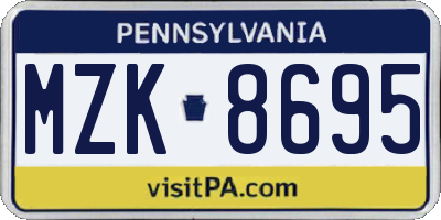 PA license plate MZK8695