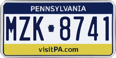 PA license plate MZK8741