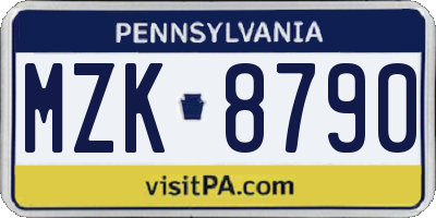 PA license plate MZK8790
