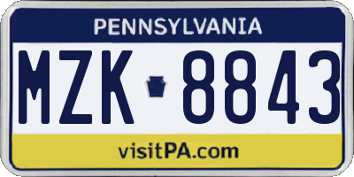 PA license plate MZK8843