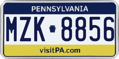 PA license plate MZK8856