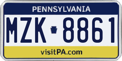 PA license plate MZK8861
