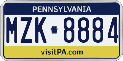 PA license plate MZK8884