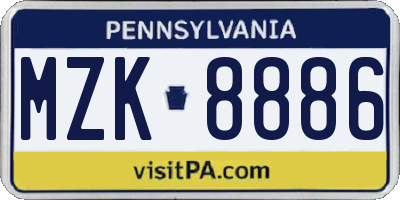 PA license plate MZK8886