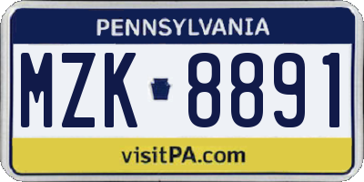 PA license plate MZK8891