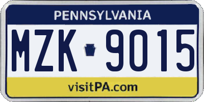 PA license plate MZK9015