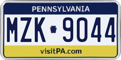 PA license plate MZK9044