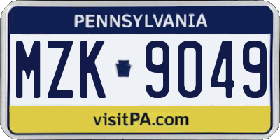 PA license plate MZK9049