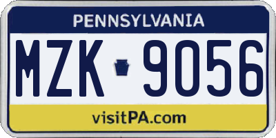 PA license plate MZK9056