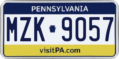 PA license plate MZK9057