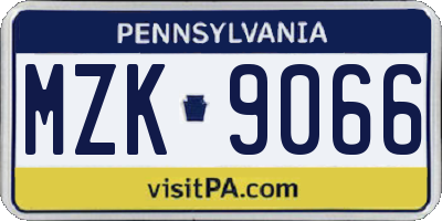 PA license plate MZK9066