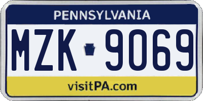 PA license plate MZK9069