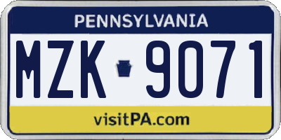 PA license plate MZK9071